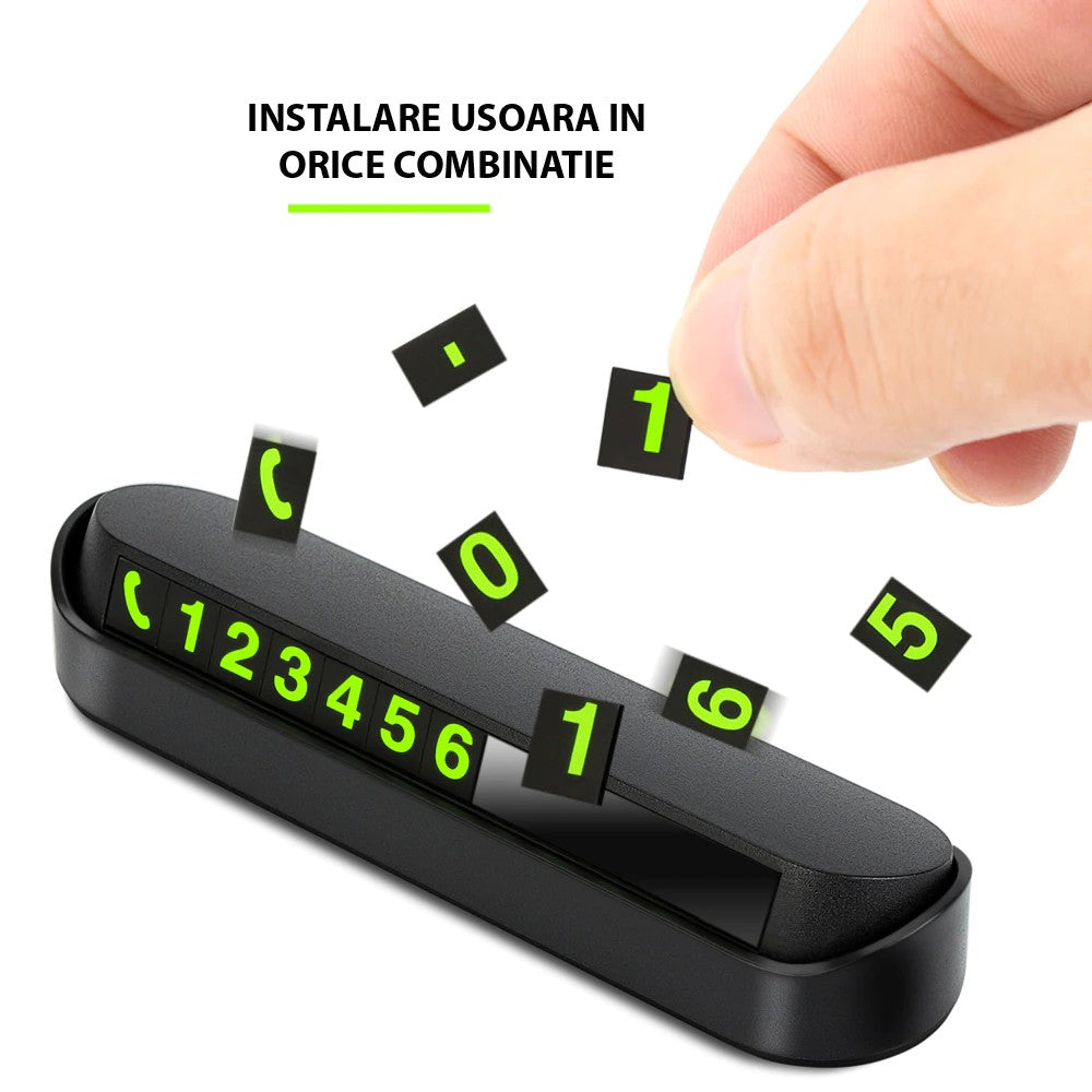 Suport numar telefon, afisaj parcare numar telefon/parcare temporara, Negru