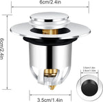 Set 2 Dopuri Universale Pop-Up pentru Chiuvetă și Lavoar – Cu Filtru Anti-Înfundare, Sistem Click-Clack și Montaj Rapid