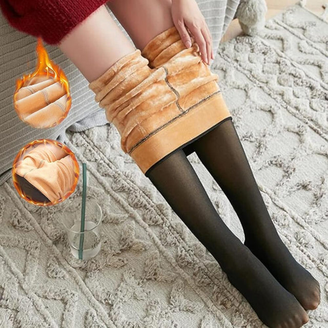 Oferta 1+1 Colanți Termo Îmblăniți - Ciorapi Călduroși cu Căptușeală Flausată și Elasticitate - Marime universala