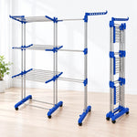 Uscător de Rufe Vertical Dublu, cu 4 Niveluri, Pliabil, cu Roți și Suporturi Laterale pentru Umerașe – Capacitate 30 kg