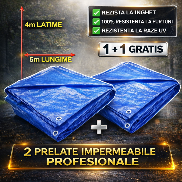 1+1 GRATIS: Prelata Super Rezistenta Pentru Ploaie si Acoperit Suprafete, 3x4 m
