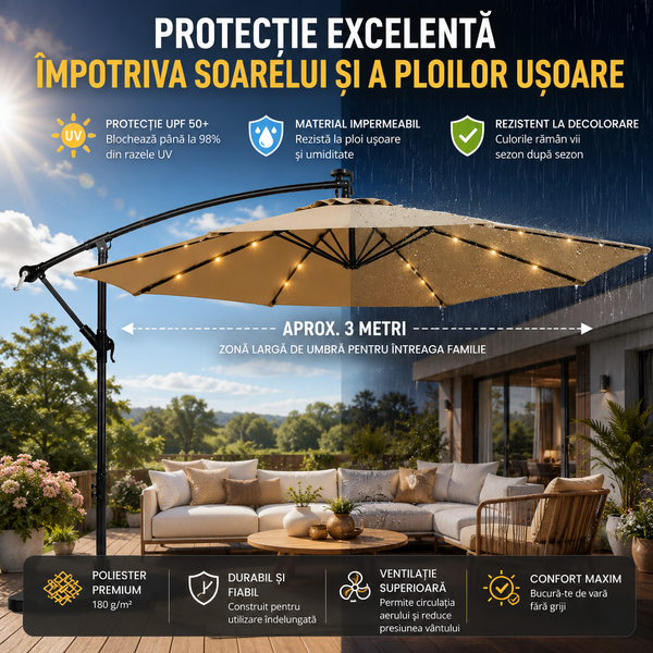 Umbrelă Solară Terasă LED