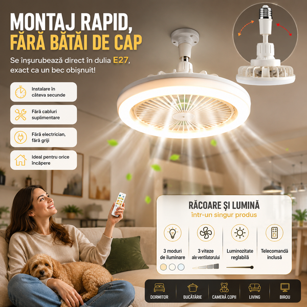 Lumină-Ventilator Socket Compact
