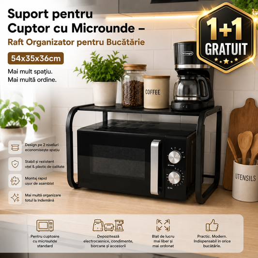 1+1 Gratuit - Suport Raft Organizator pentru Cuptor cu Microunde - 54x35x36cm