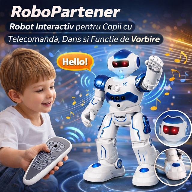 RoboPartener – Robot Interactiv pentru Copii cu Telecomandă, Dans și Funcție de Vorbire