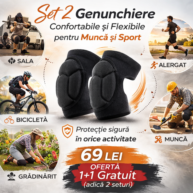 Set 2 Genunchiere Confortabile și Flexibile pentru Muncă și Sport