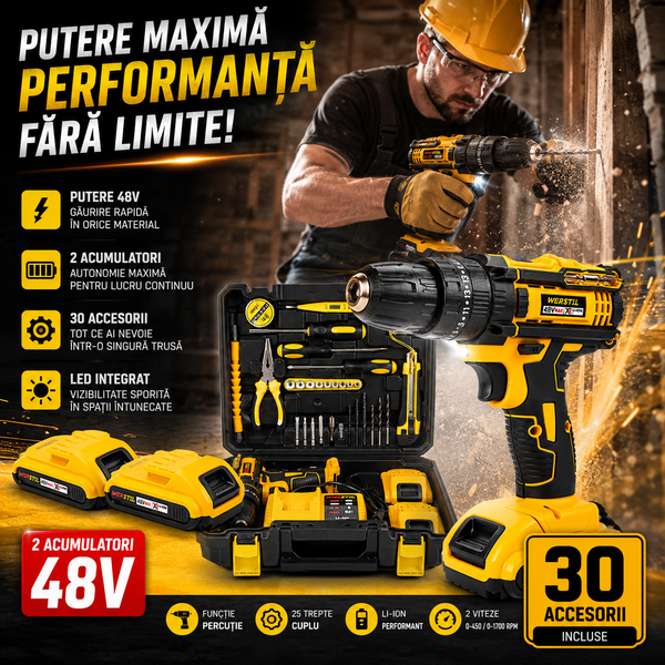 Trusă Bormașină Puternică 36V Completă