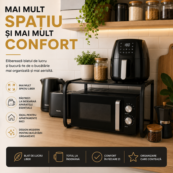 Suport Microunde Multifuncțional Negru