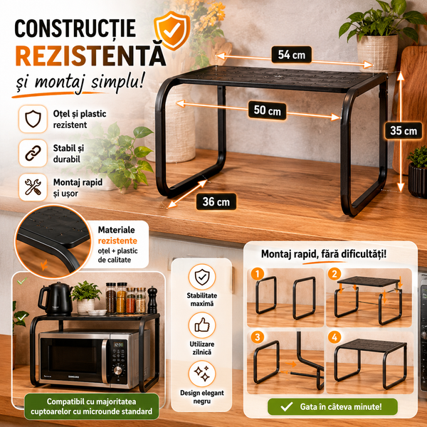 Suport Microunde Multifuncțional Negru