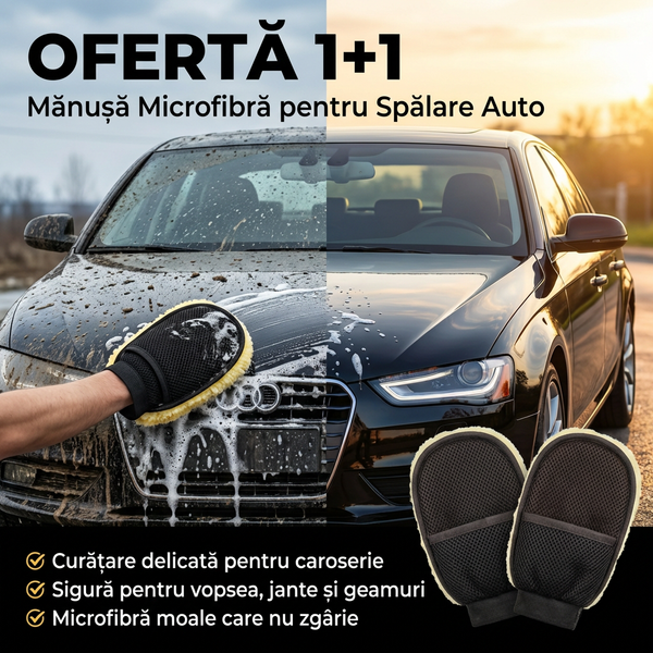 OFERTA 1+1 Mănușă Microfibră pentru Spălare Auto