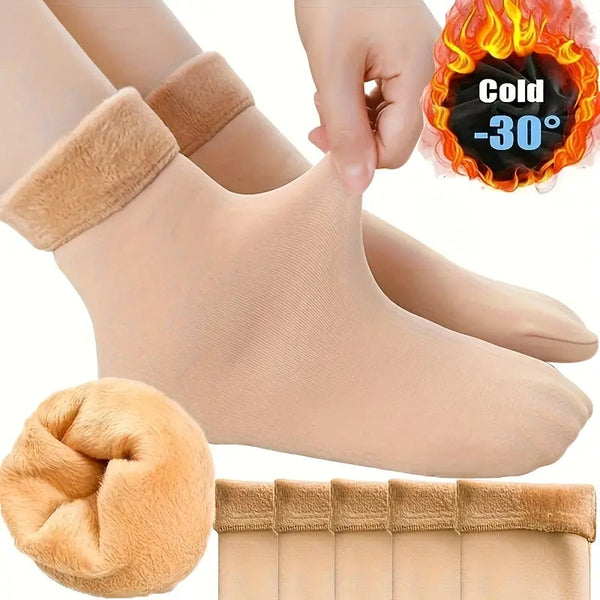 Set 2 Perechi de Șosete Călduroase de Iarnă Flaușate cu blăniță moale