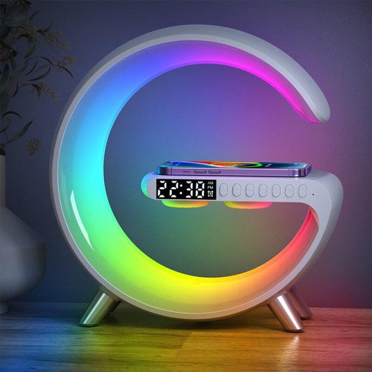 Stație SMART 3 în 1: încărcare rapidă wireless, boxă Bluetooth și lampă LED RGB