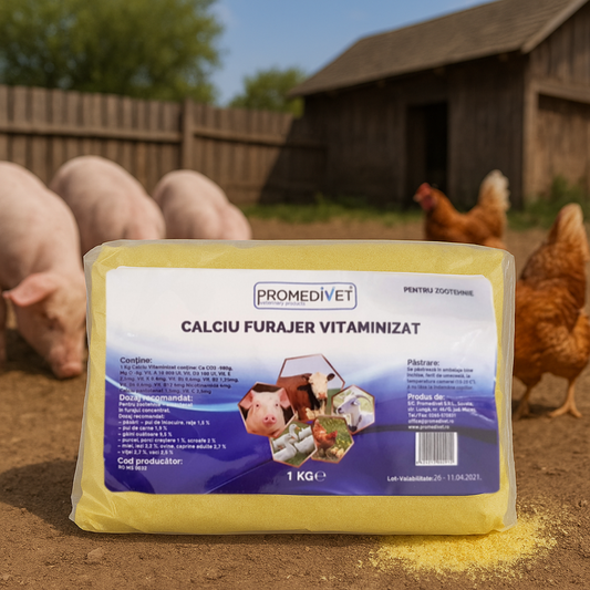 1 Kg - Aditiv Îngrășare Animale – Calciu Furajer Vitaminizat