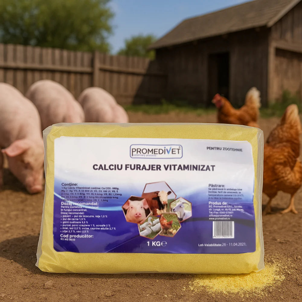 1 KG - Aditiv Îngrășare Animale – Calciu Furajer Vitaminizat